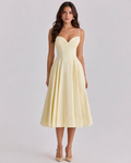 Lemon Pleated Midi Dress