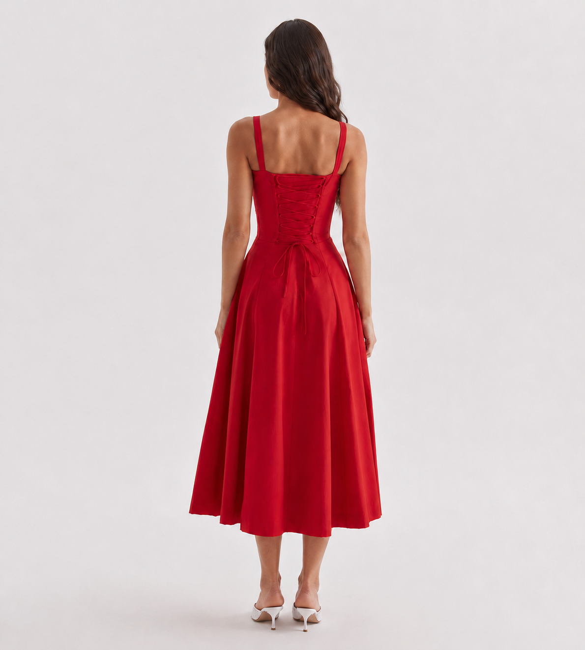 Ruched Corset Slit Midi Dress