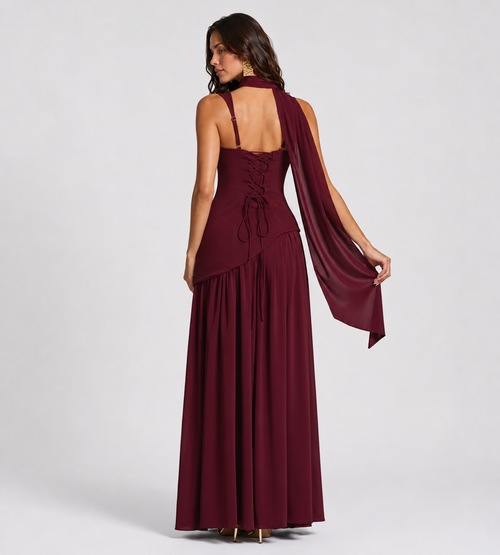 Draped Slit Maxi Dress