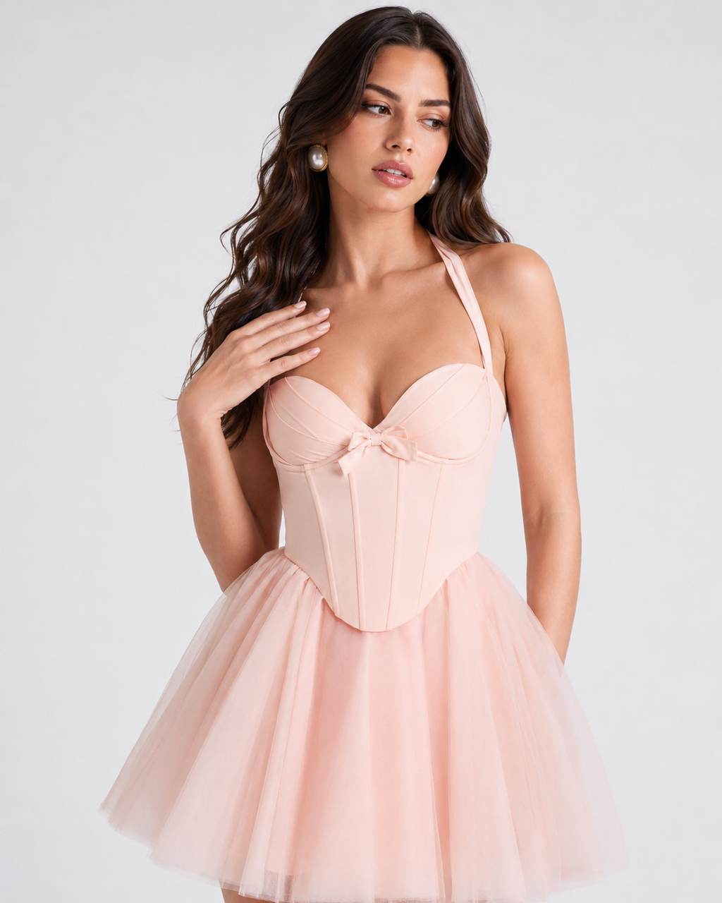 Blush Tulle Corset Mini Dress
