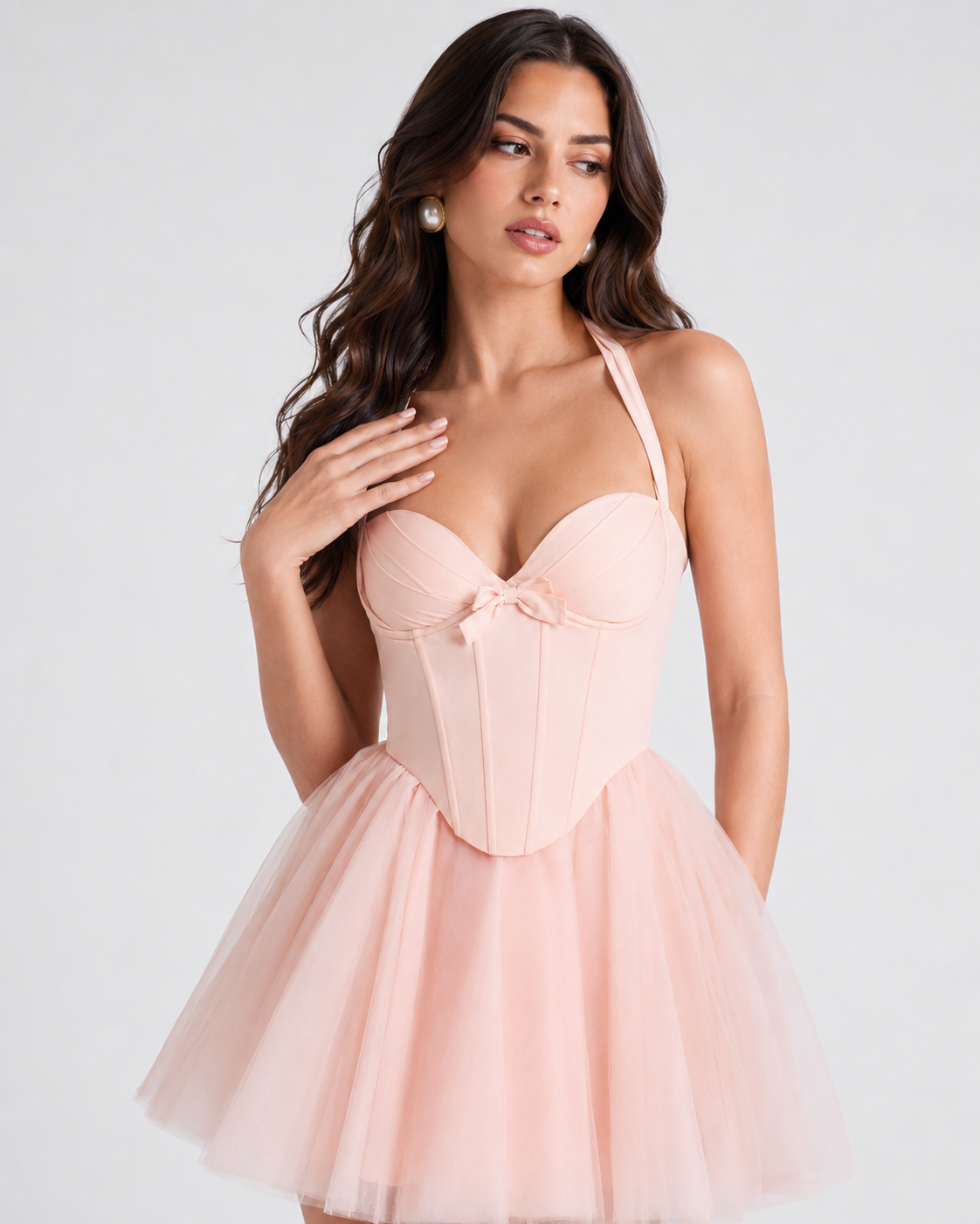 Blush Tulle Corset Mini Dress