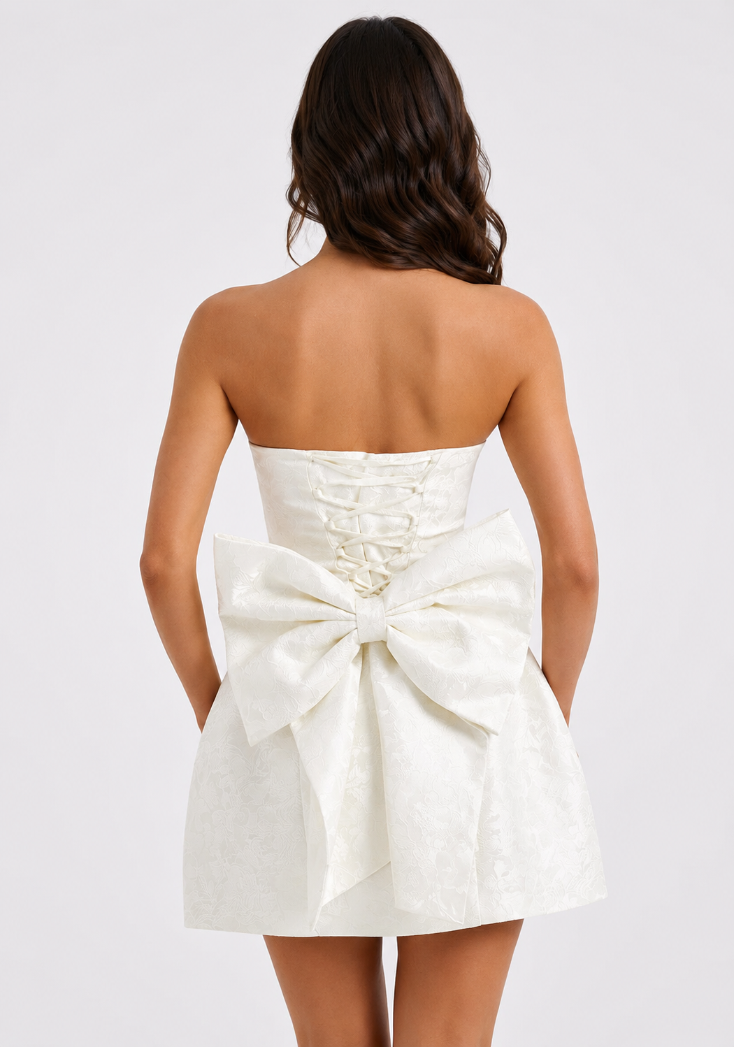 Strapless Bow Back Mini Dress