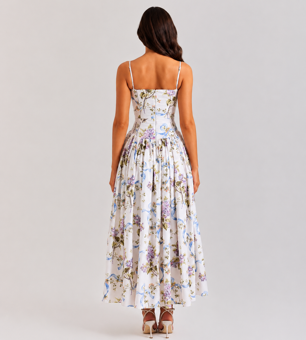 Elegant Lilac Garden Midi Dress
