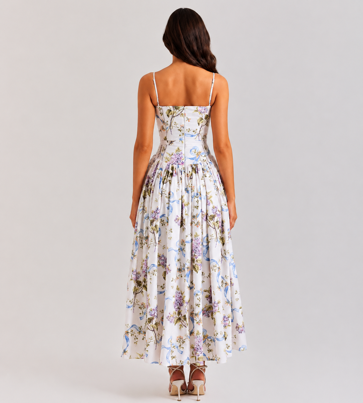 Elegant Lilac Garden Midi Dress
