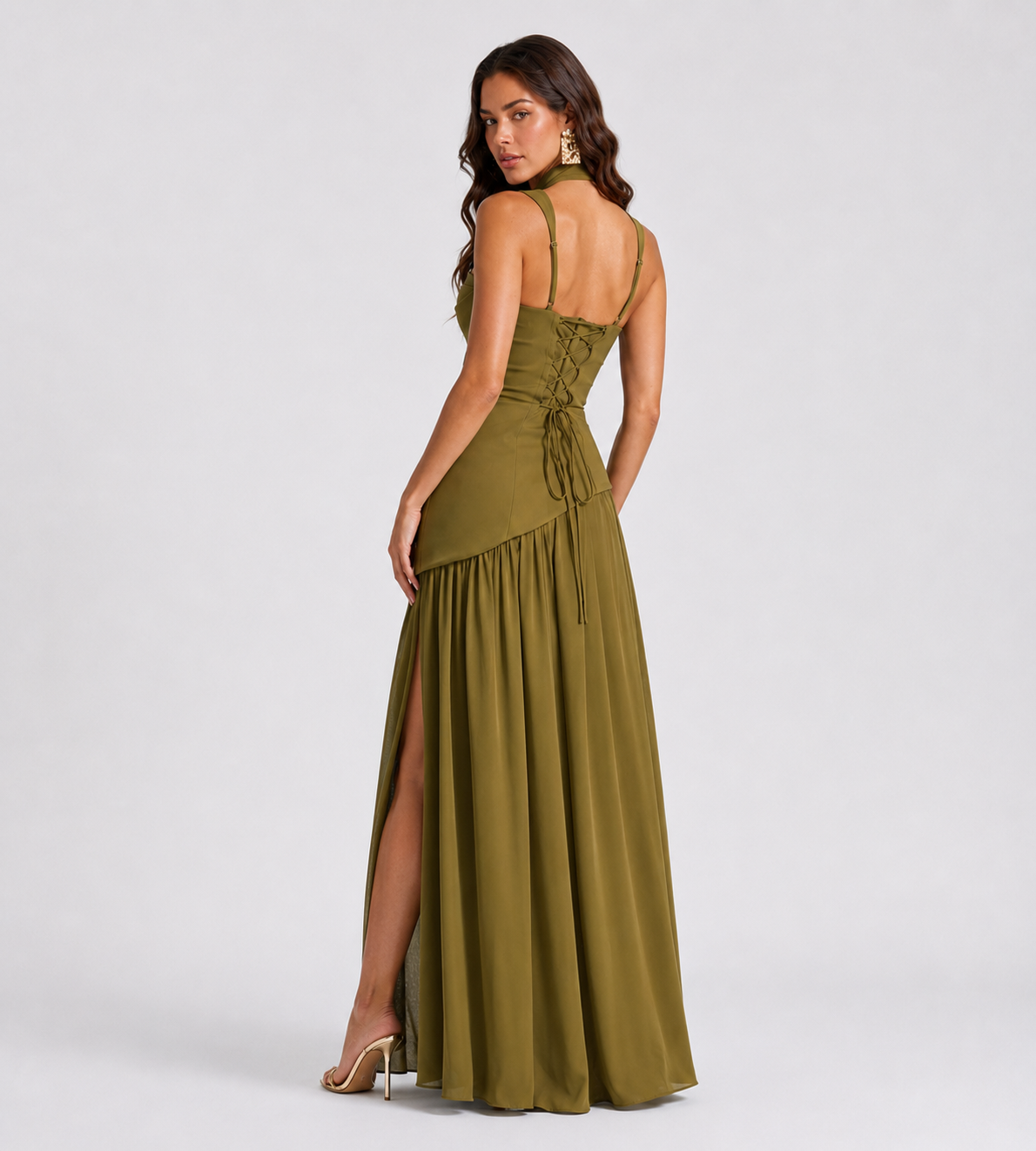 Draped Slit Maxi Dress