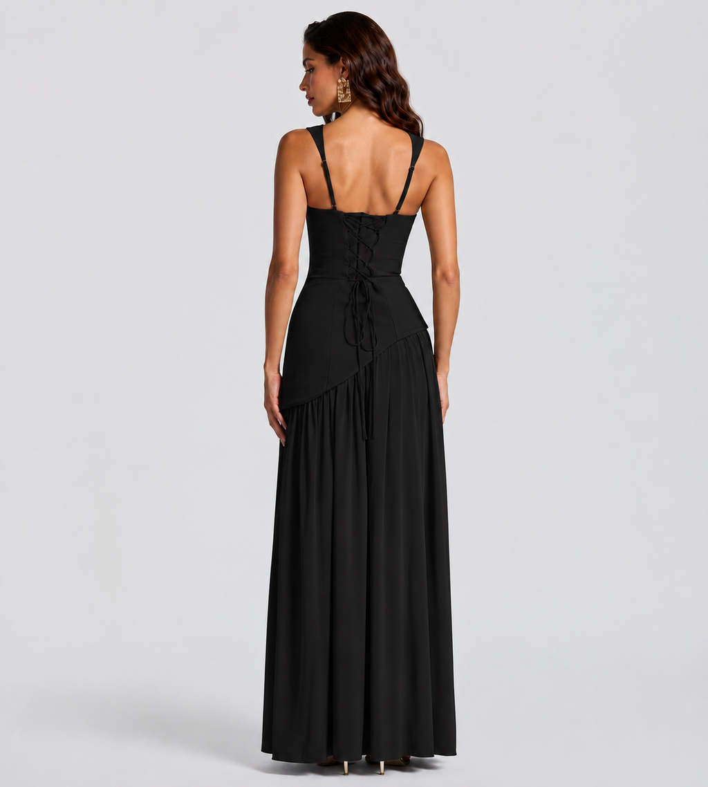 Draped Slit Maxi Dress