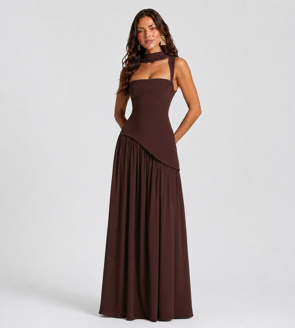 Draped Slit Maxi Dress