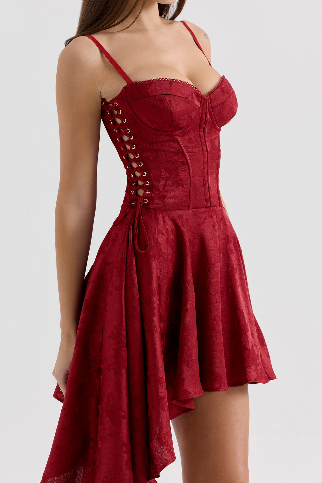 Satin Drape Corset Mini Dress